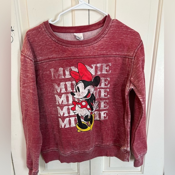 Disney Minnie Mouse Red Faded Look Soft Sweatshirt Size Medium - Picture 2 of 7